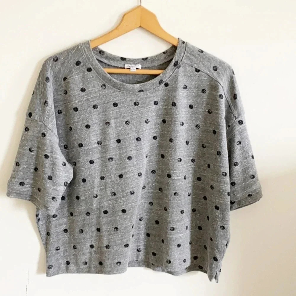 Splendid Gray knit polka dot oversized t-shirt